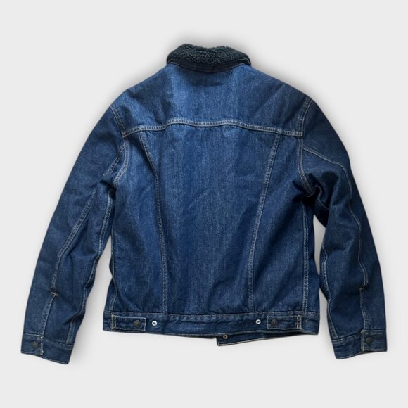 Levi's Premium Dark Wash Denim Sherpa Jacket w/ Black Shearling - men's med - Picture 4 of 6